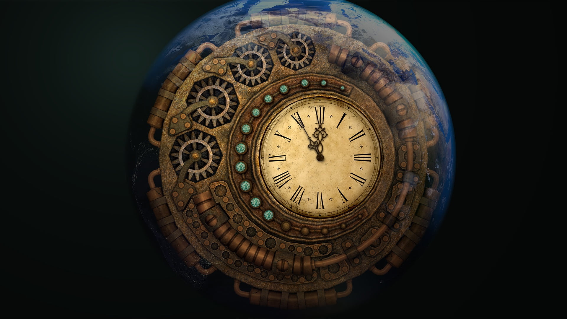 round brown wooden clock time moondial machine moon 2k