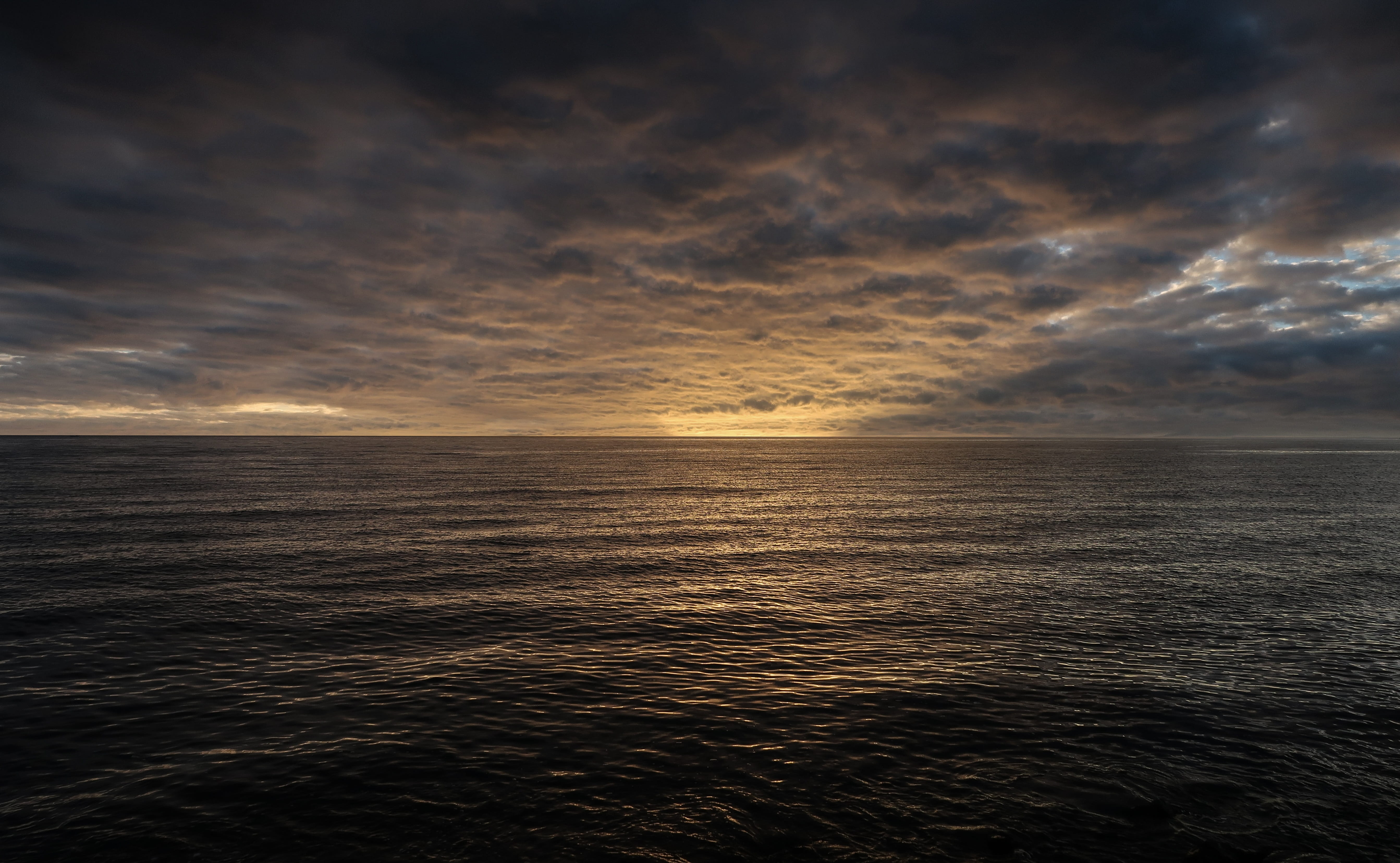 sunrise sea clouds dark gloomy mystical ocean black 2k 4k 5k