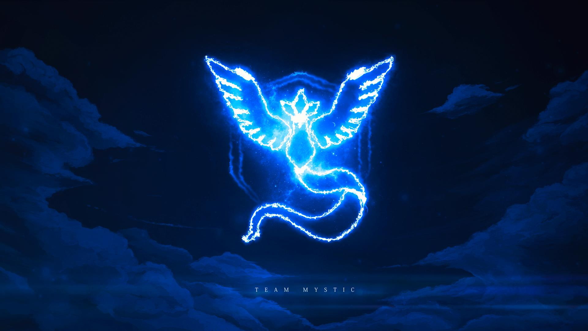 Team Mystic Pokemon Go Blue illuminated night water 2k