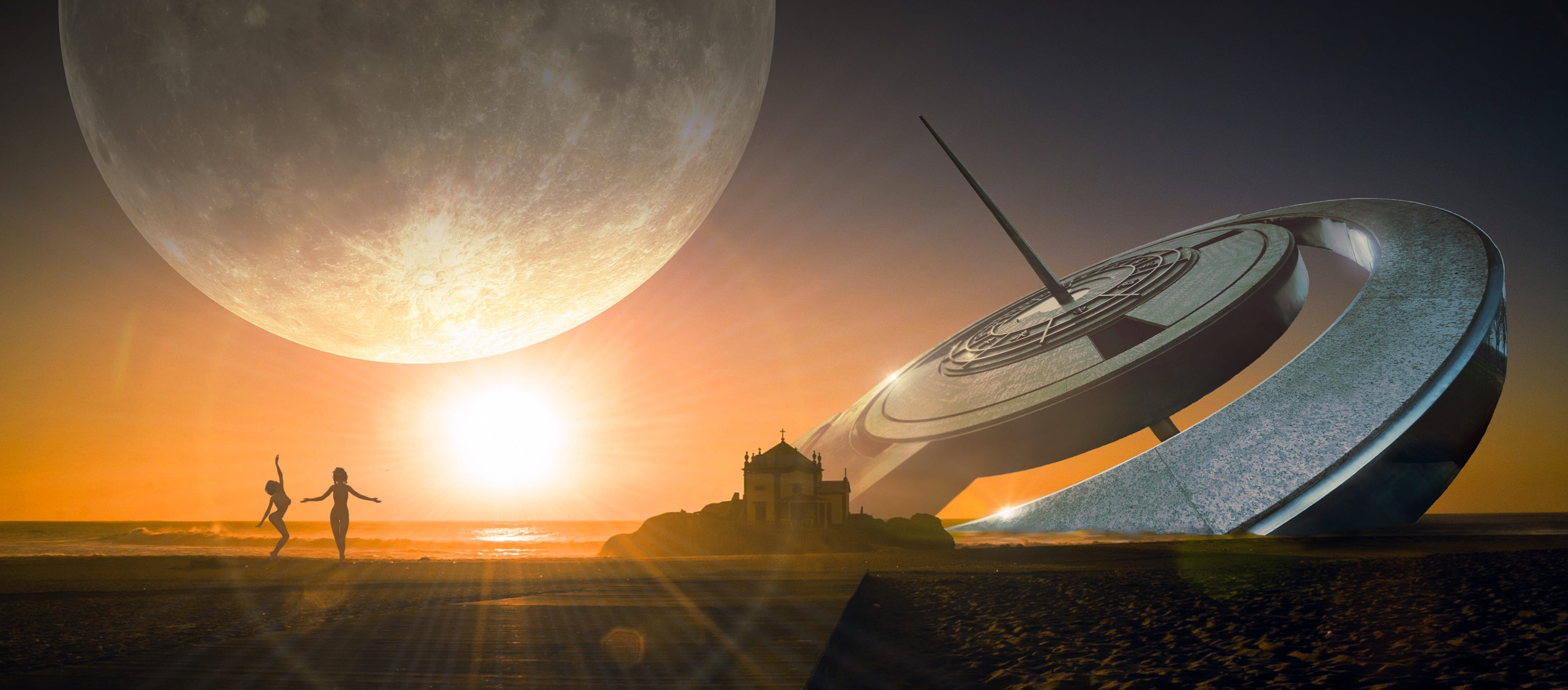 two person dancing near the sea during golden hour fantasy landscape 2k 4k 5k