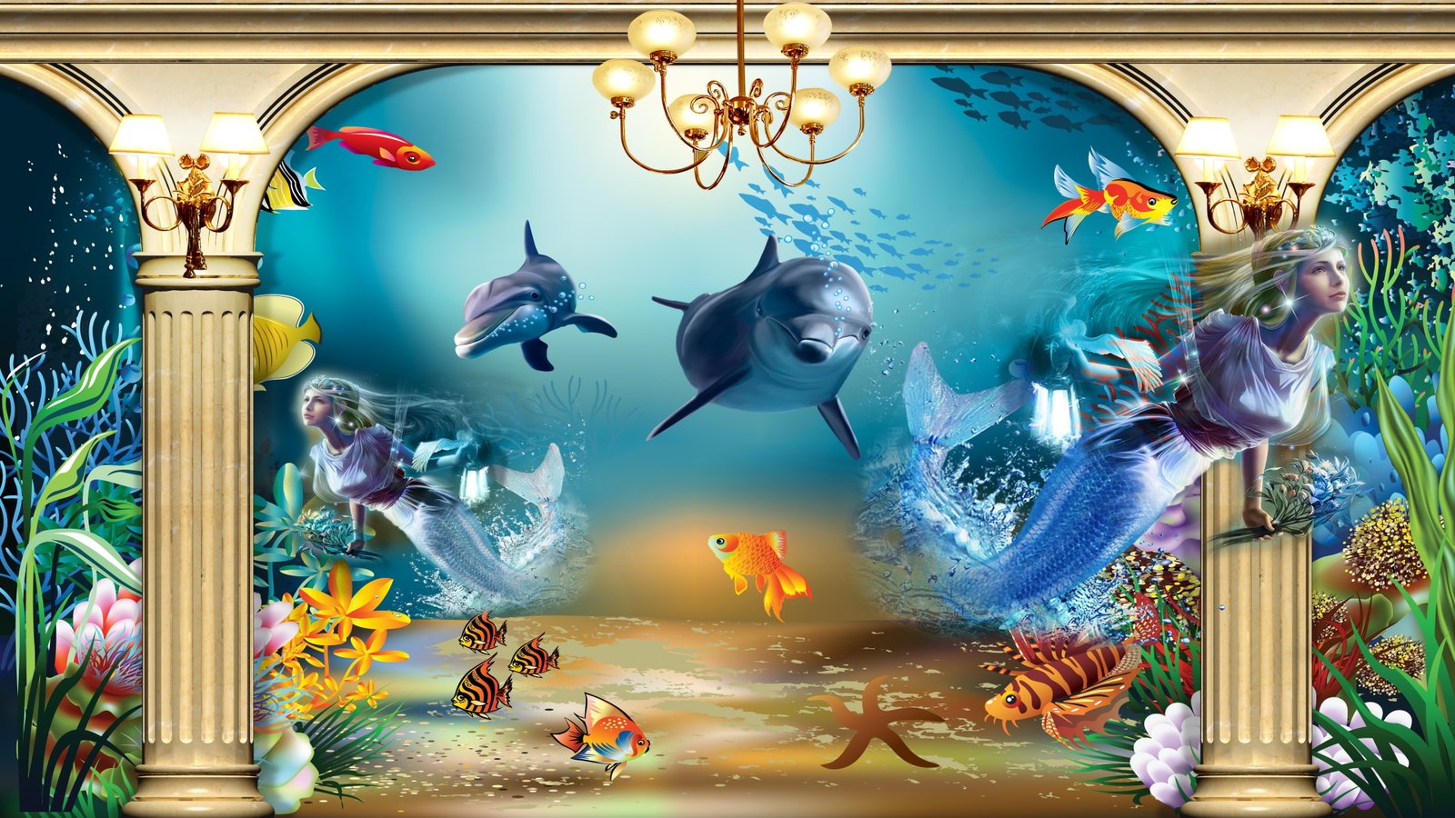 underwater world dolphin mystical dreamland uhd colorful 2k 4k 5k 8k