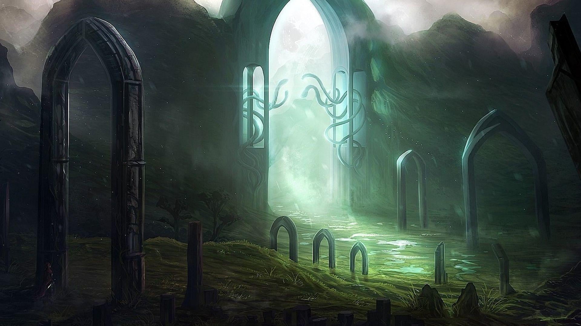 visual effects fantasy art gate light darkness mystic 2k