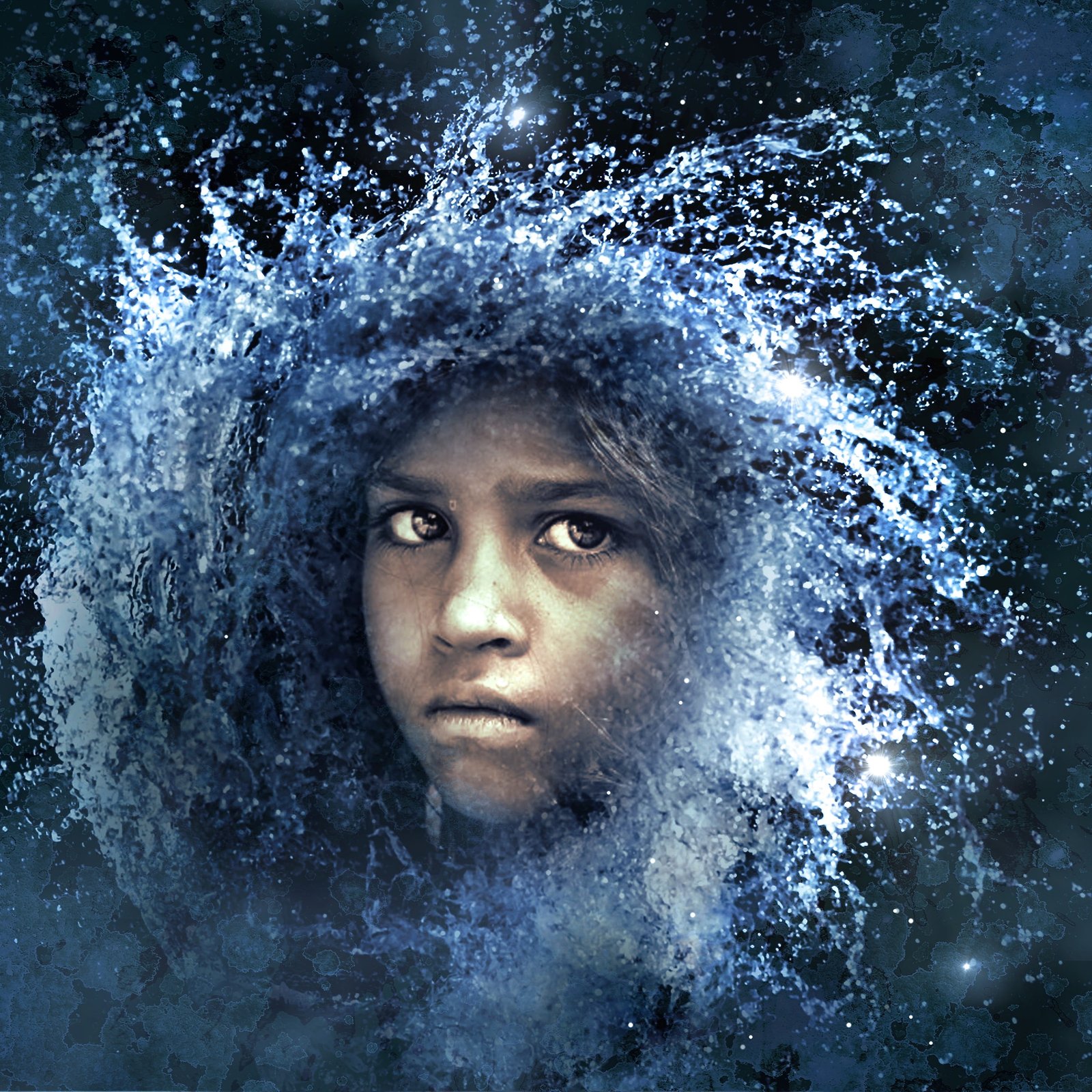 water splash photo of child cd cover portrait composing montage 2k