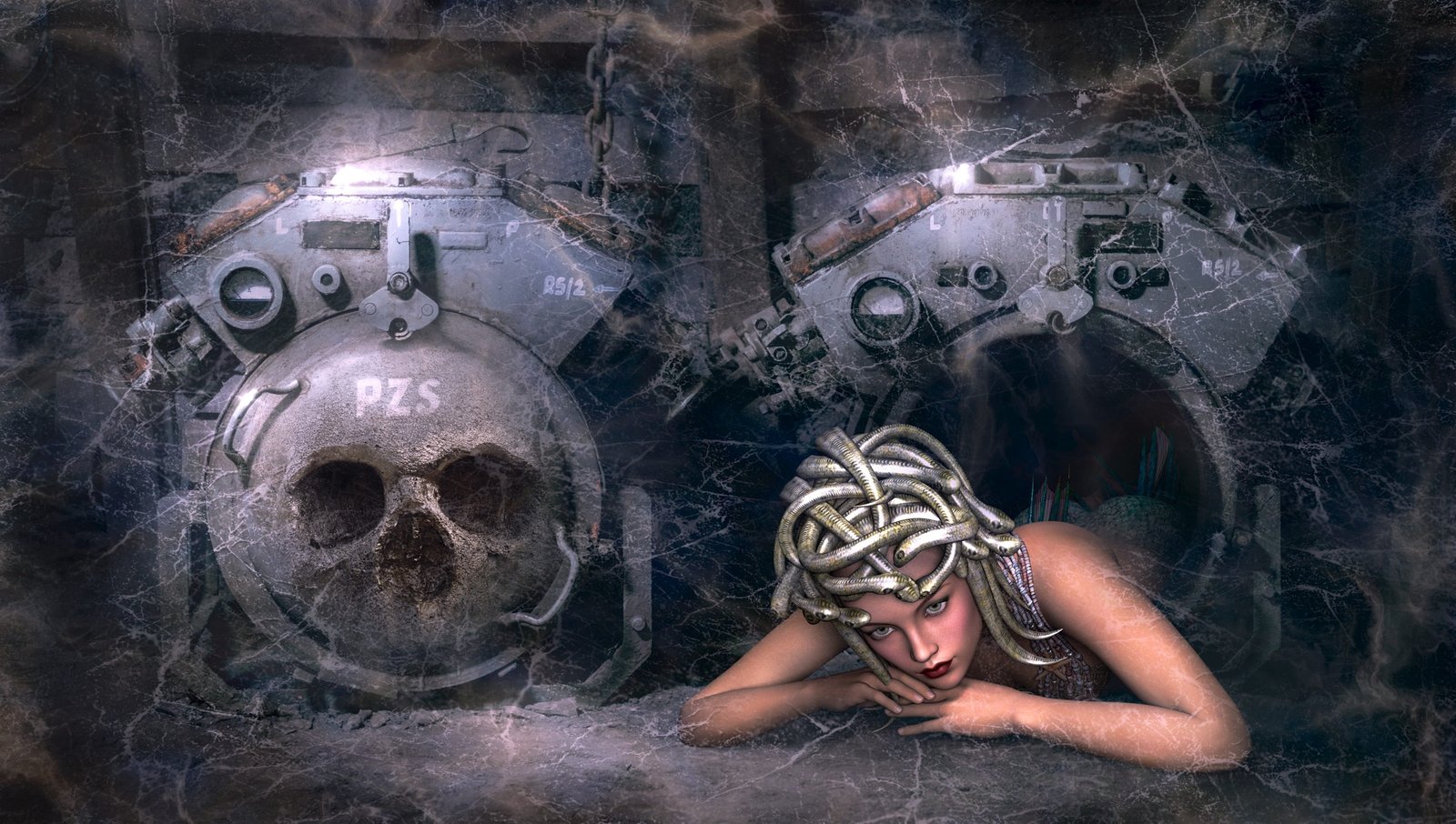 woman with snake hair clipart fantasy gloomy mystical mysterious 2k 4k 5k