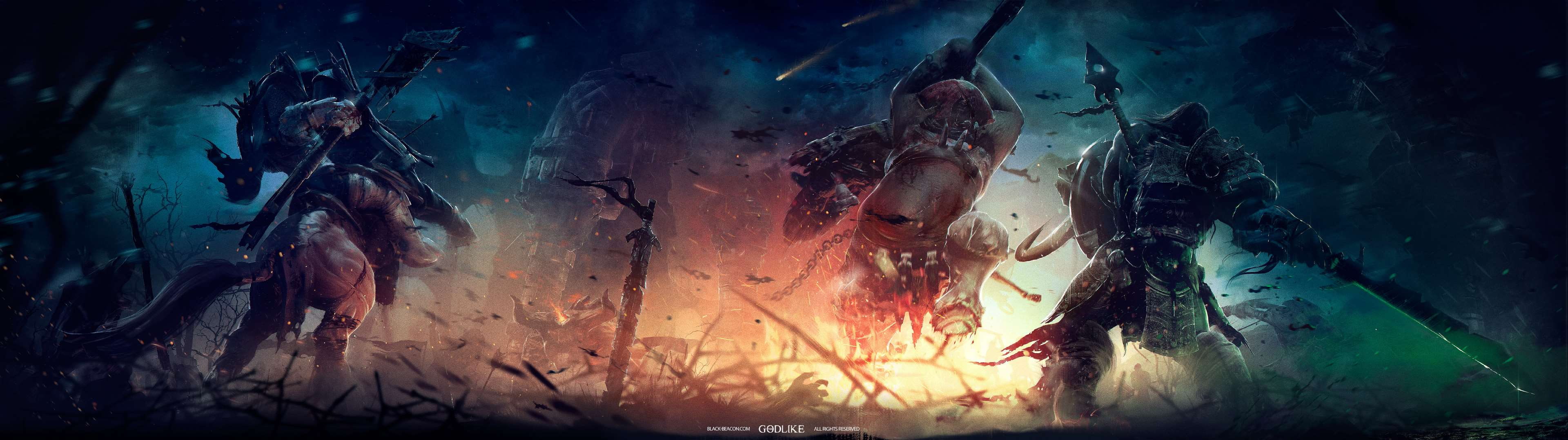 battle black beacon dual monitor games moba the godlike widescreen dualmonitor dualscreen 2k 4k