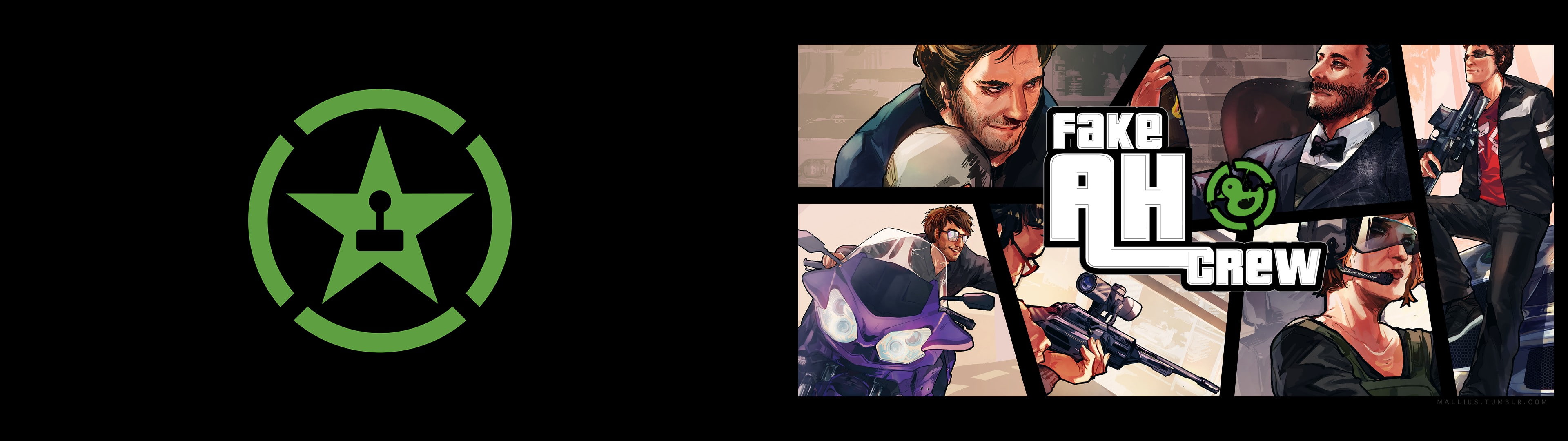 Achievement Hunters Dual Monitors Fake AH Crew Multiple Display widescreen dualmonitor dualscreen 2k 4k