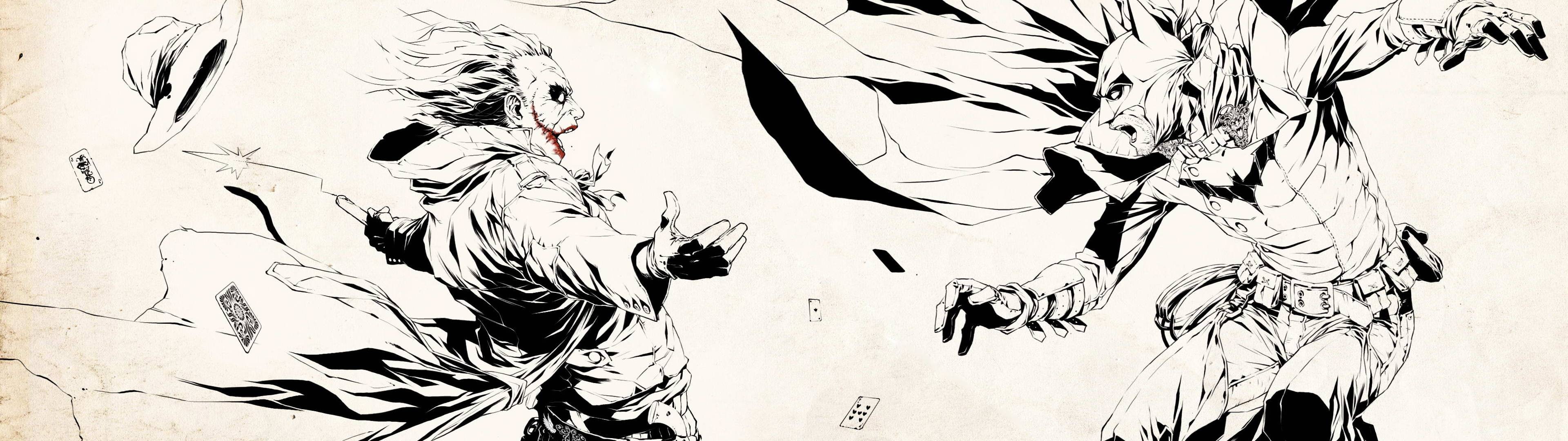 Batman Joker multiple display dual monitors widescreen dualmonitor dualscreen 2k 4k