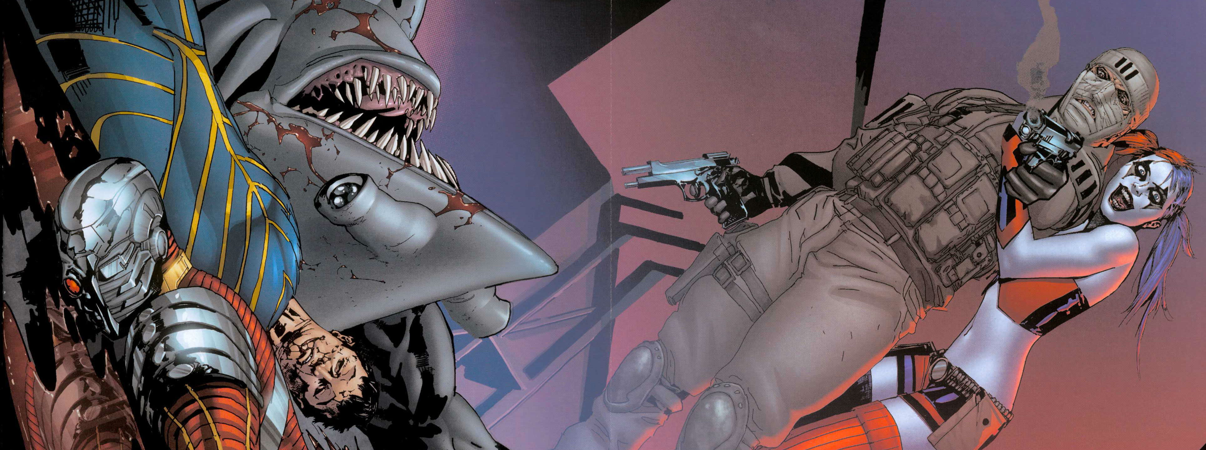 dc comics dual multi squad suicide widescreen dualmonitor dualscreen 2k 4k