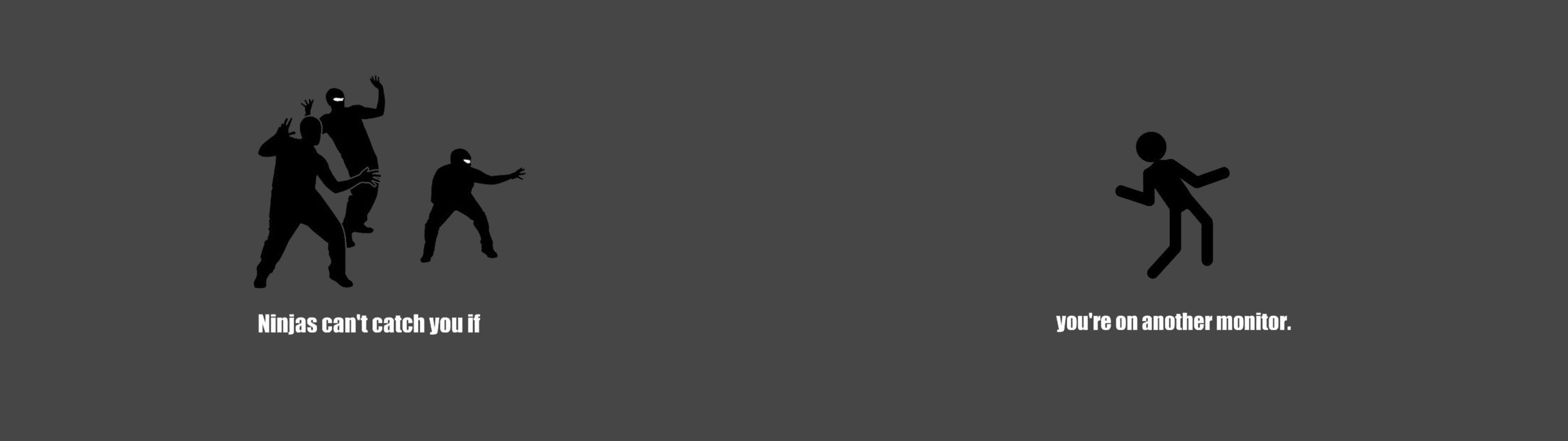 Dual Monitors humor Ninjas Cant Catch You If silhouette widescreen dualmonitor dualscreen 2k 4k
