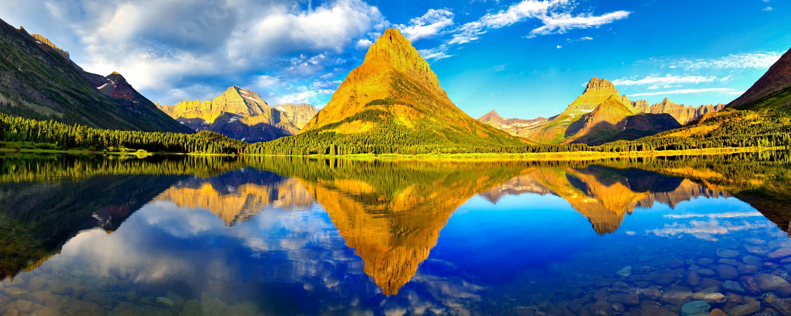 Glacier National Park Dual Monitor mountain reflection water widescreen dualmonitor dualscreen 2k