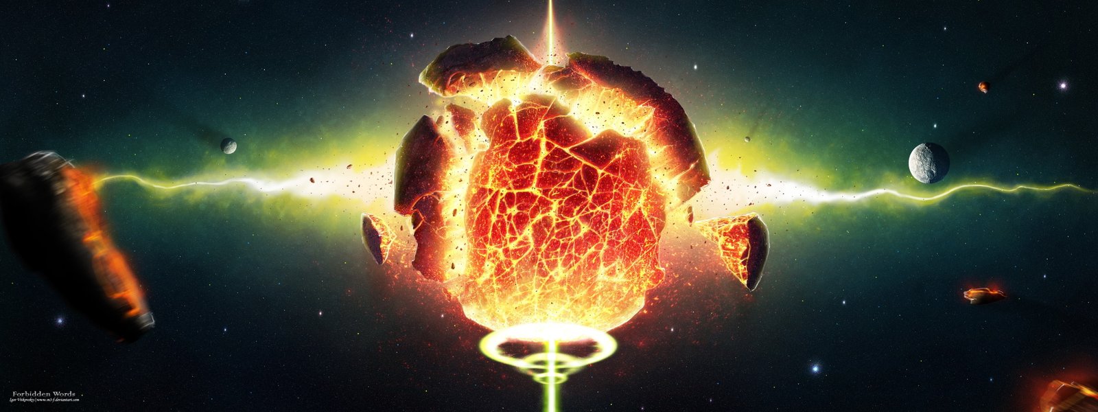 outer space stars explosions planets dual screen destruction dust destroyed Space Planets HD Art widescreen dualmonitor dualscreen 2k 4k