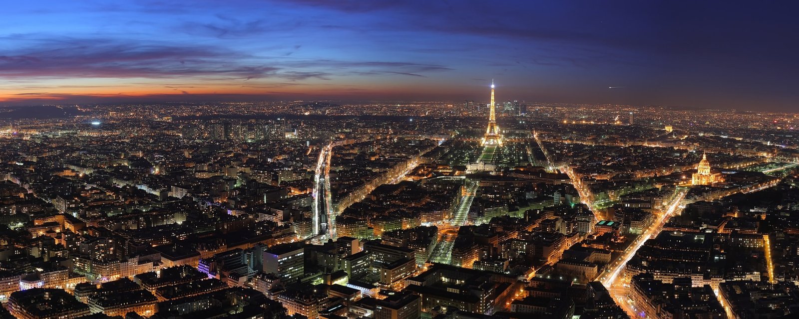 Paris at Night Dual Monitor widescreen dualmonitor dualscreen 2k