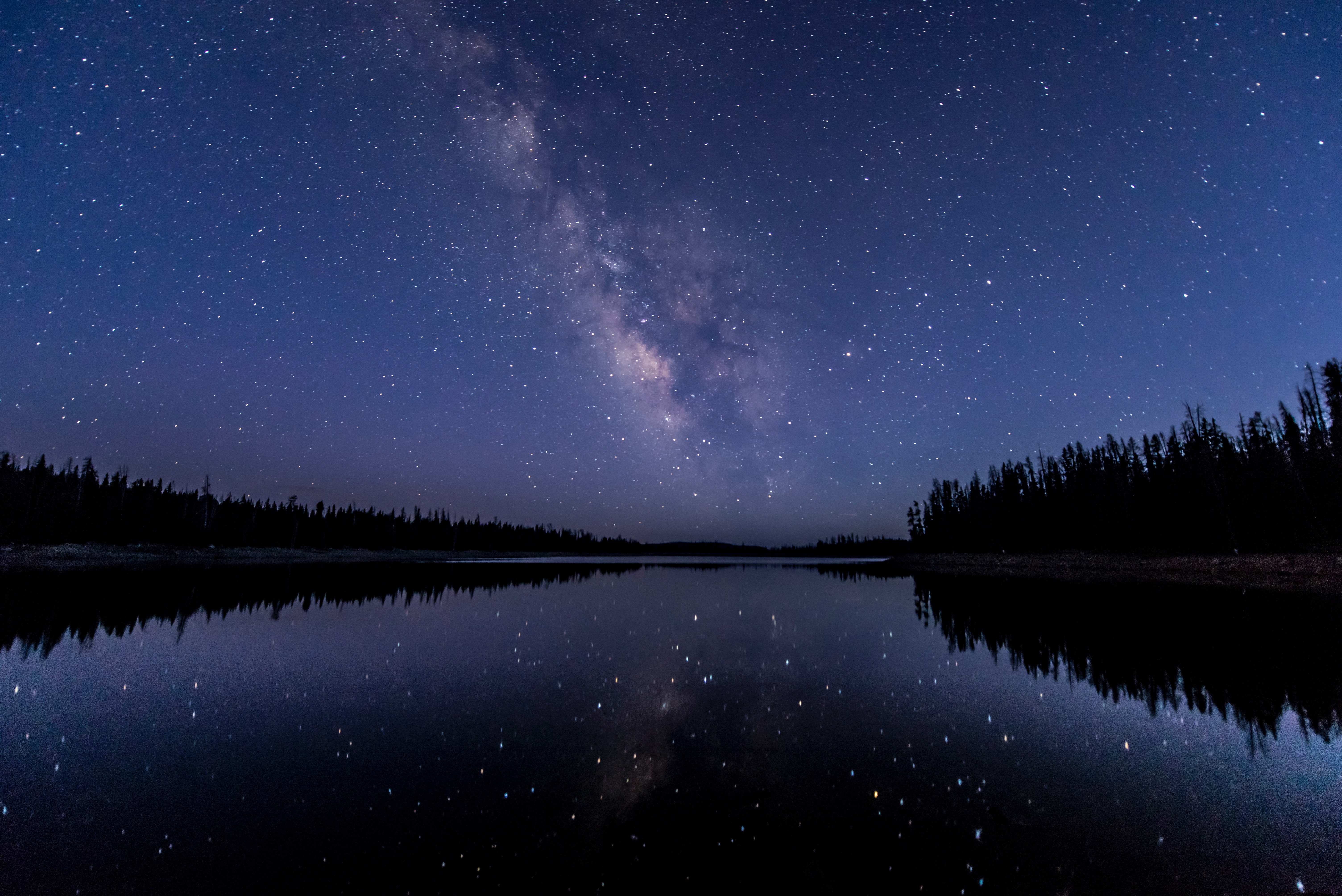 milky way lake reflection stars hd nature dark 2k 4k 5k
