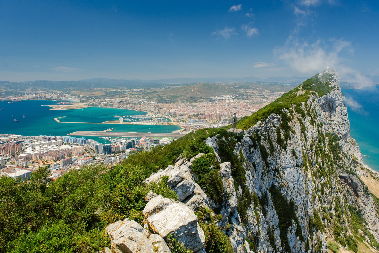 moutanin and city scenery sea mountain gibraltar rock water 2k 4k 5k