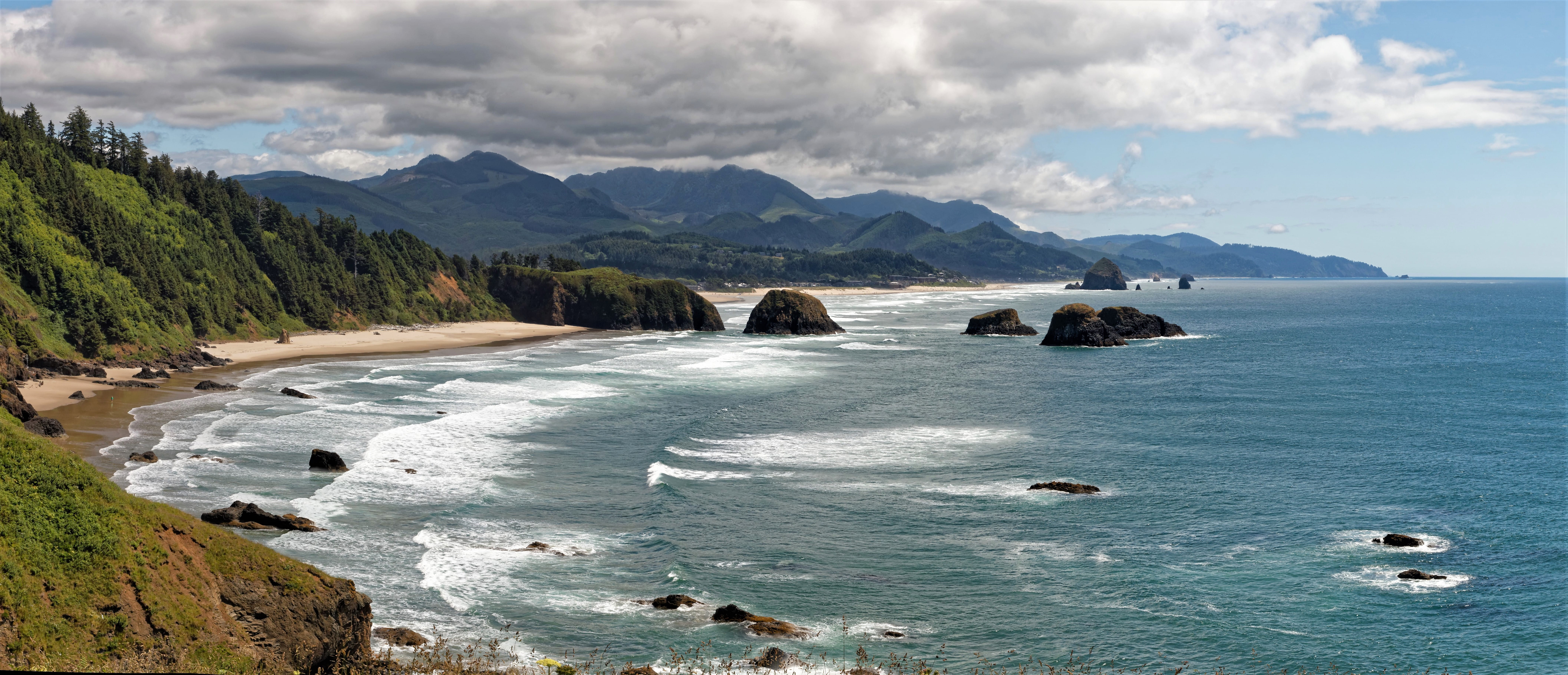 panoramic view ecola state park ocean beach waves 2k 4k 5k 8k