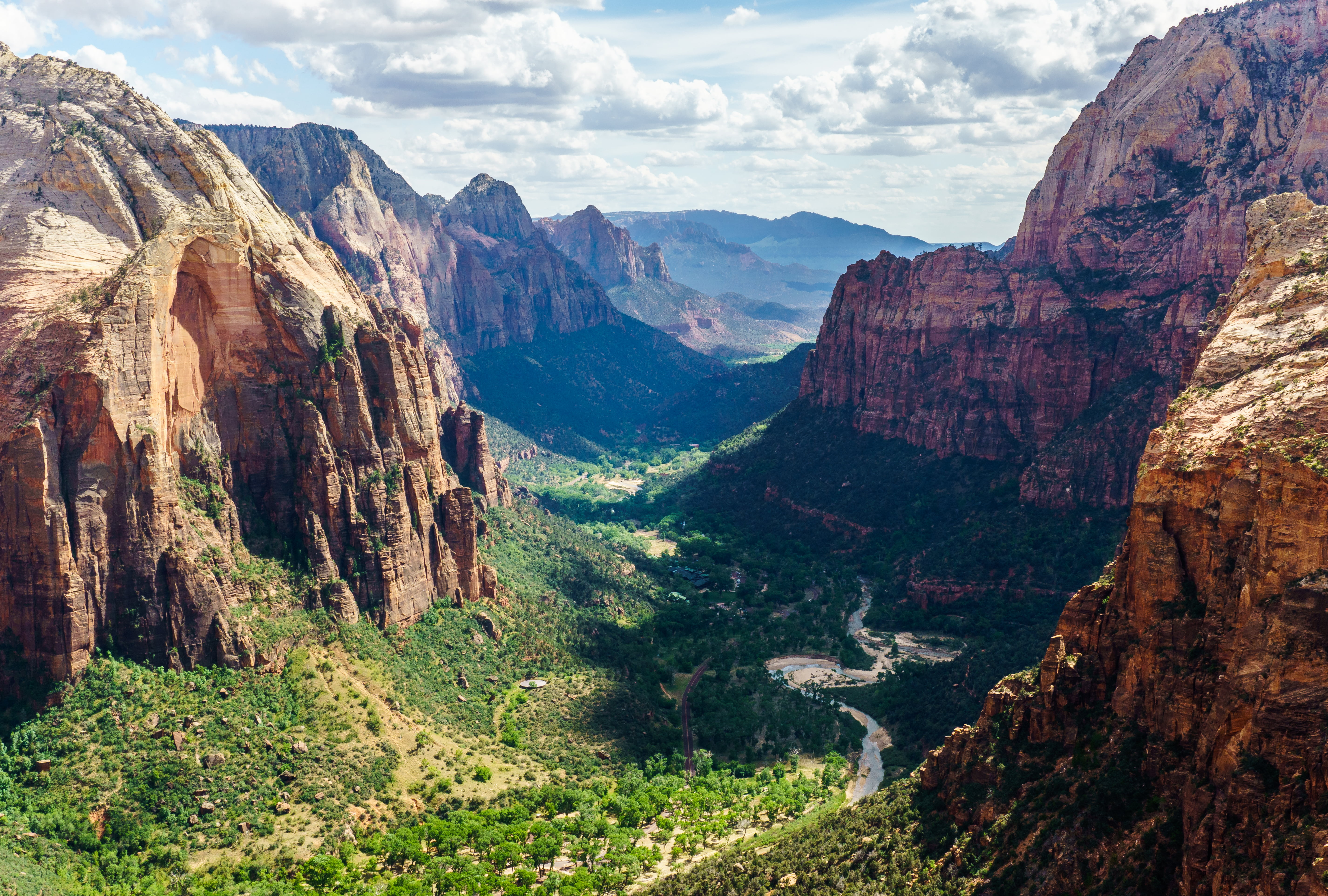 aerial photo mountain with tress during daytime angels landing zion national park utah 2k 4k 5k