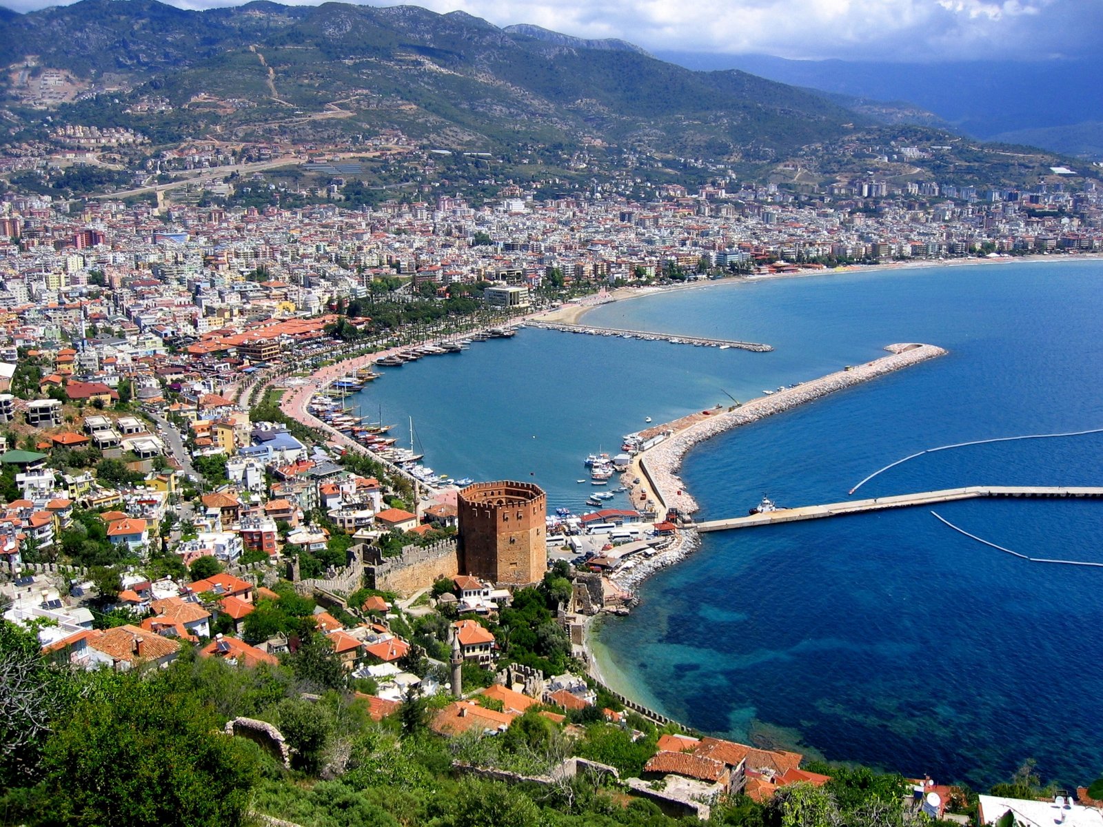 alanya port turkey fortress castle coast boat mediterranean 2k 4k 5k 8k