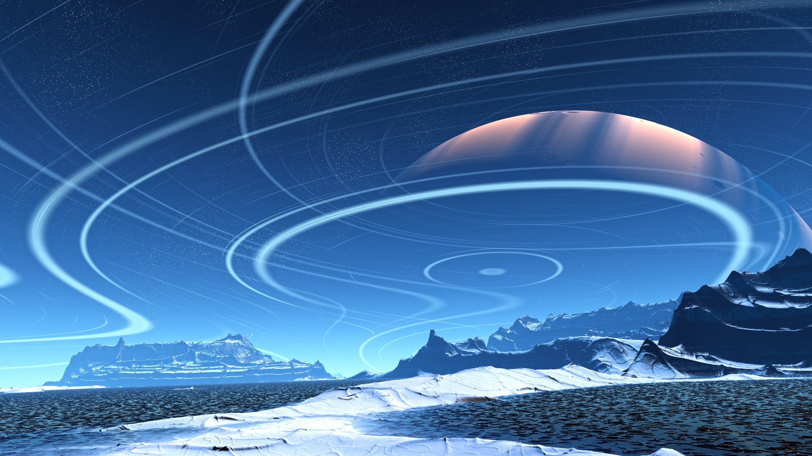 alien landscape sci fi mountain snow winter cold science fiction 2k 4k 5k 8k
