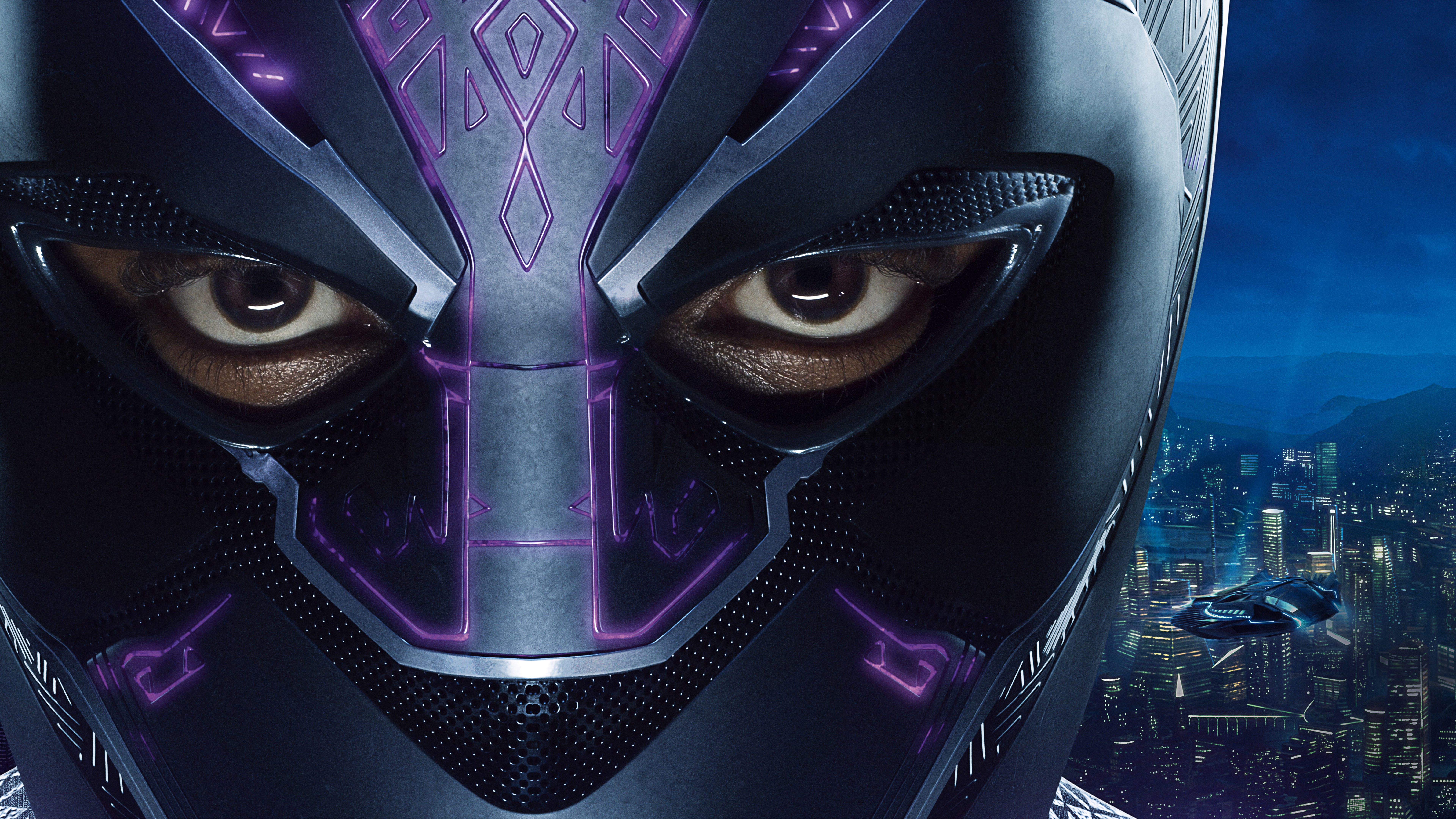 Black Panther Key Art portrait looking at camera 2k 4k 5k 8k