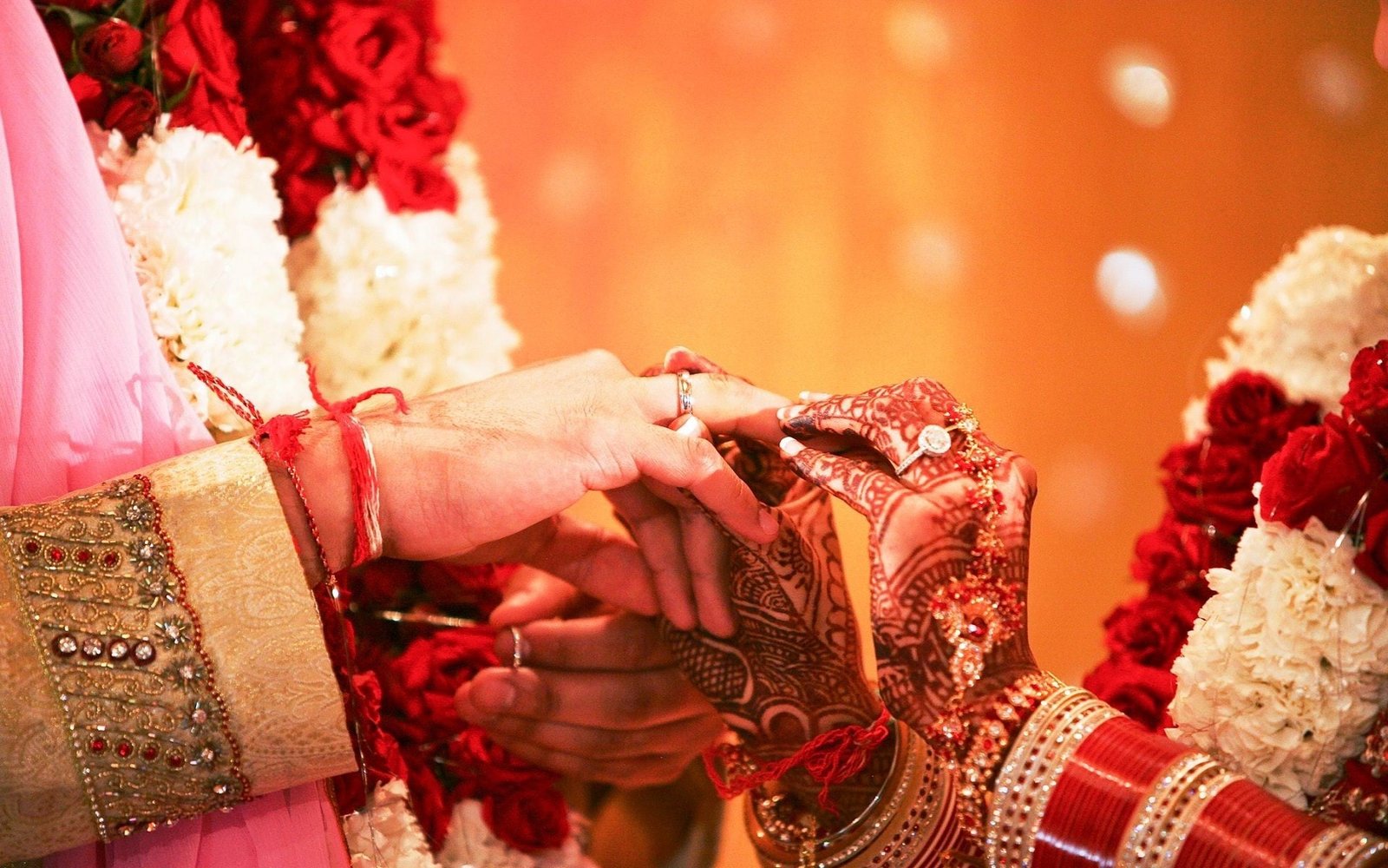 Indian Engagement Ceremony hands ring decorated 2k