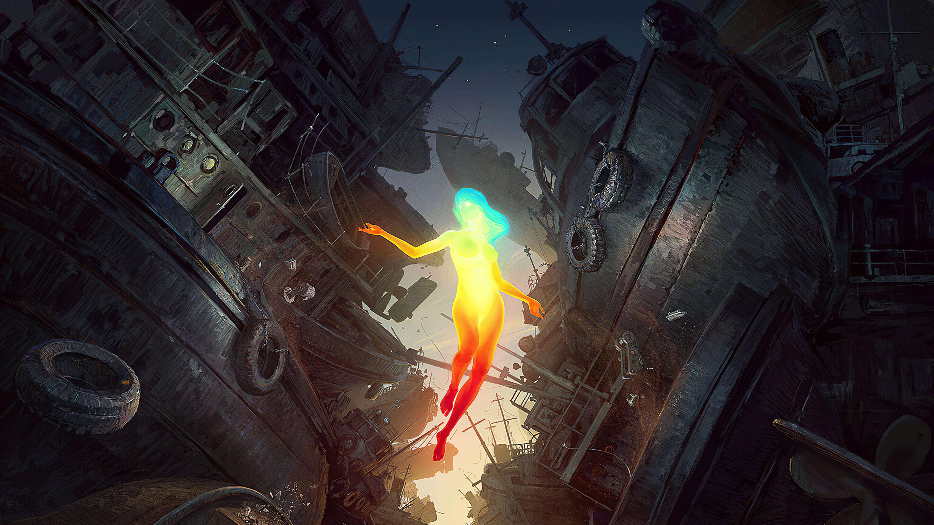 The girl who floats among the wreckage 2k 4k