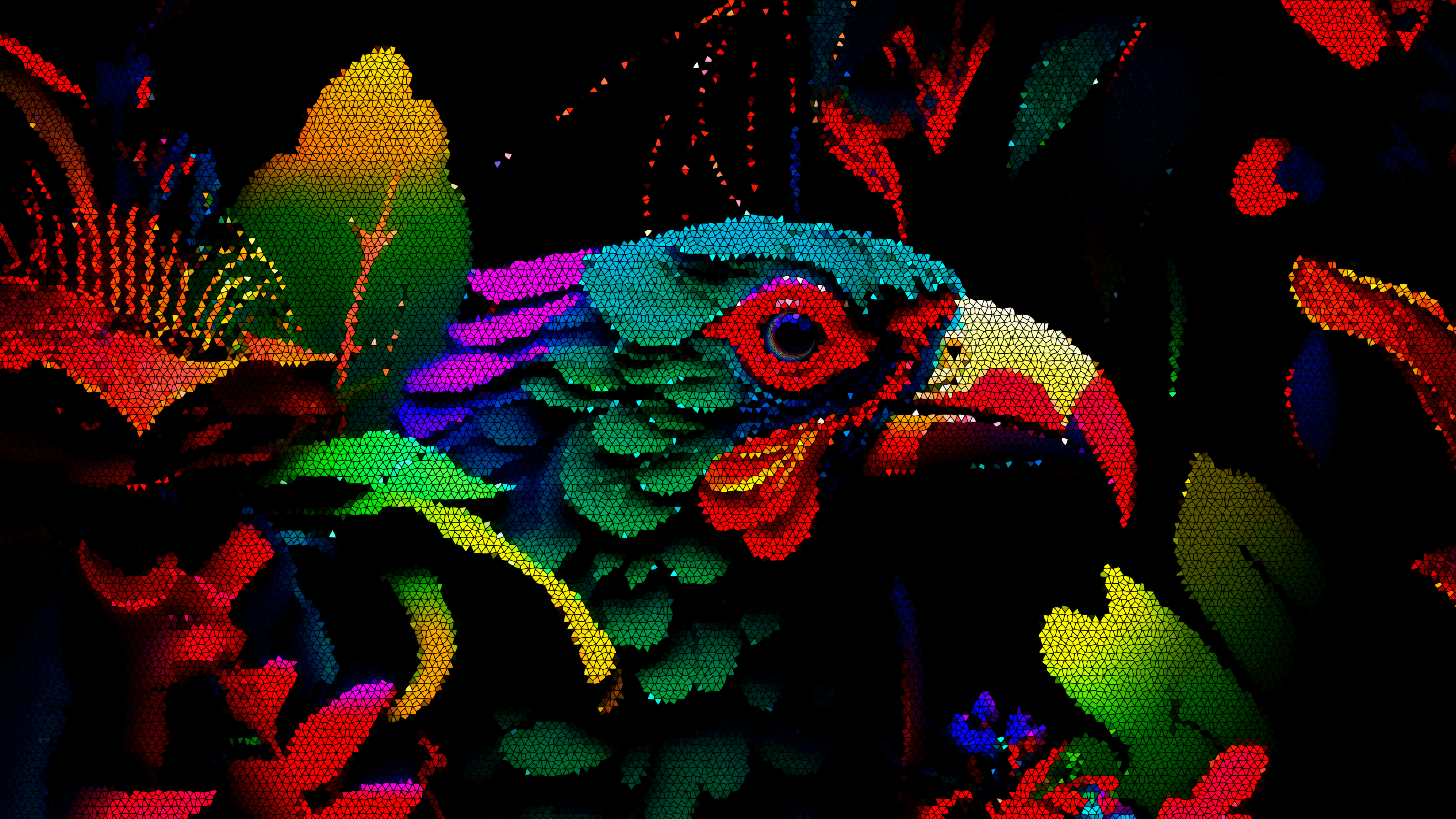 Tropical Jungle Mosaic bird colorful wallpaper 2k 4k