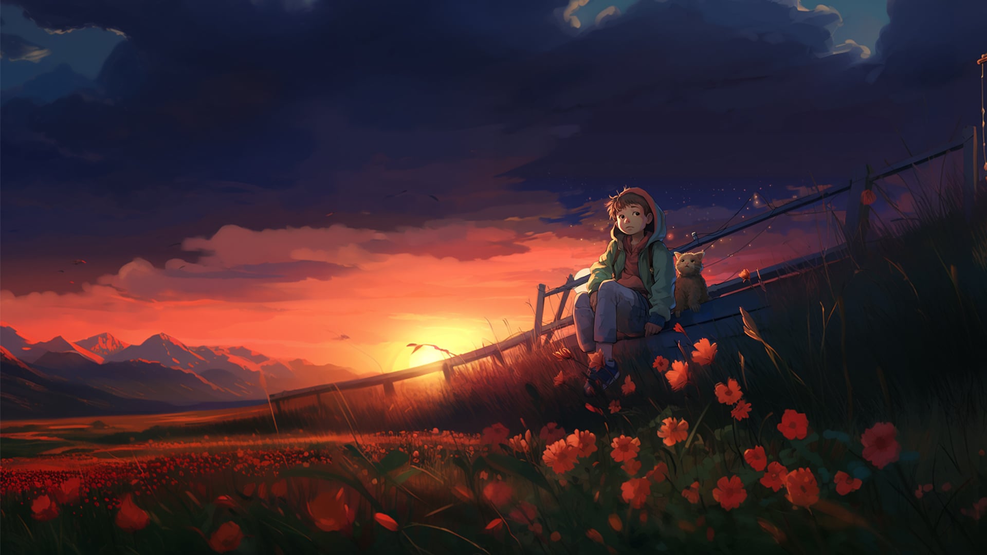 A Boy With His Cat 2k