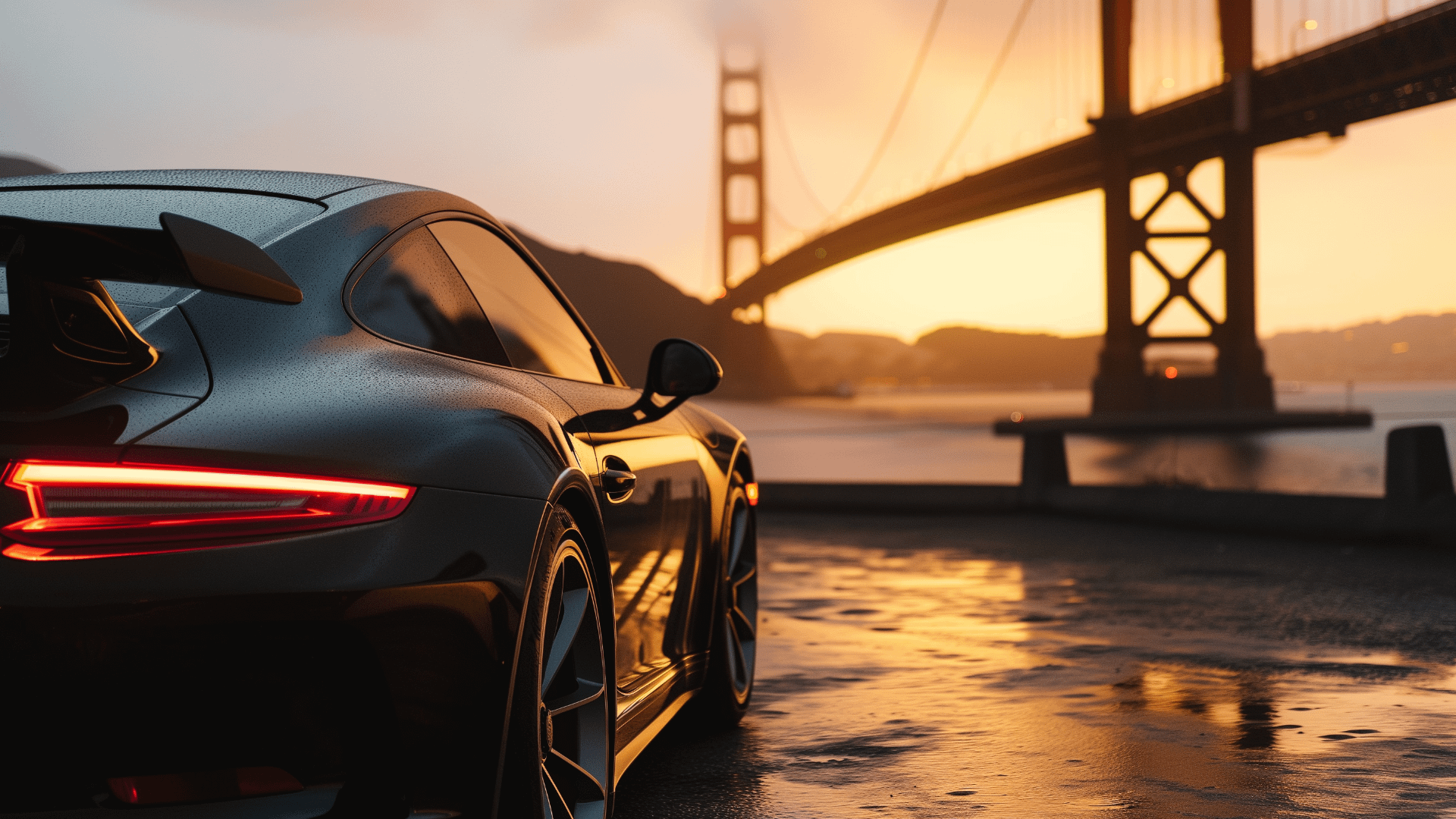 Porsche near Golden Gate Bridge. Hour 2k