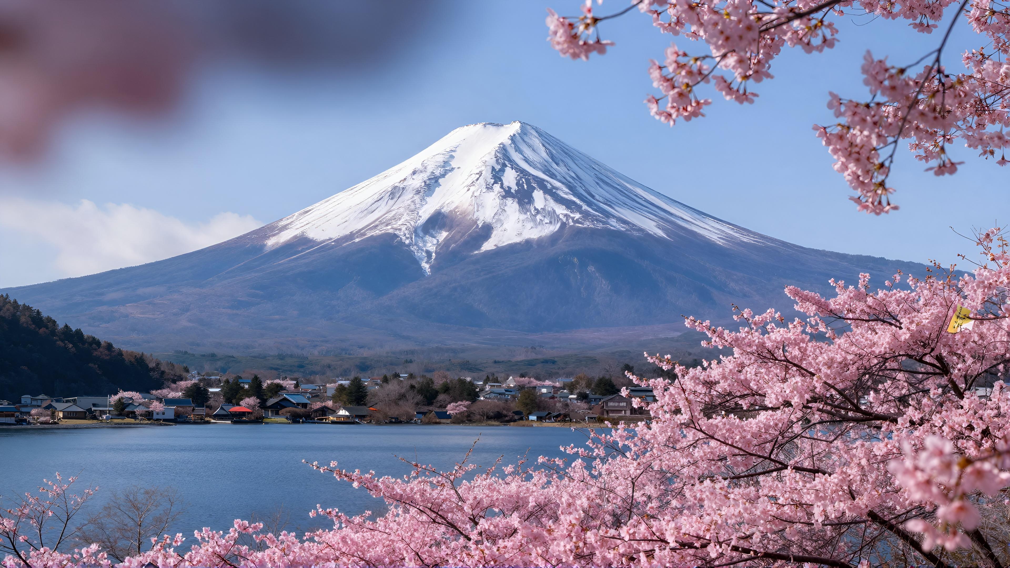 Mount Fuji with Cherry Blossoms 2k 4k